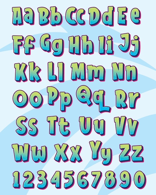 Vettore un alfabeto colorato con le lettere fyy su di esso
