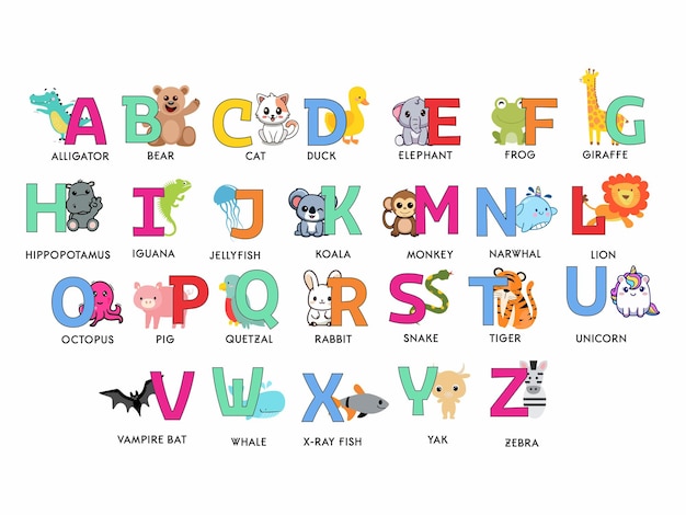 Vector a colorful alphabet with letters that say alphabet letters letters and letters