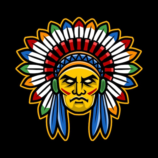 Colorful american indian chief head