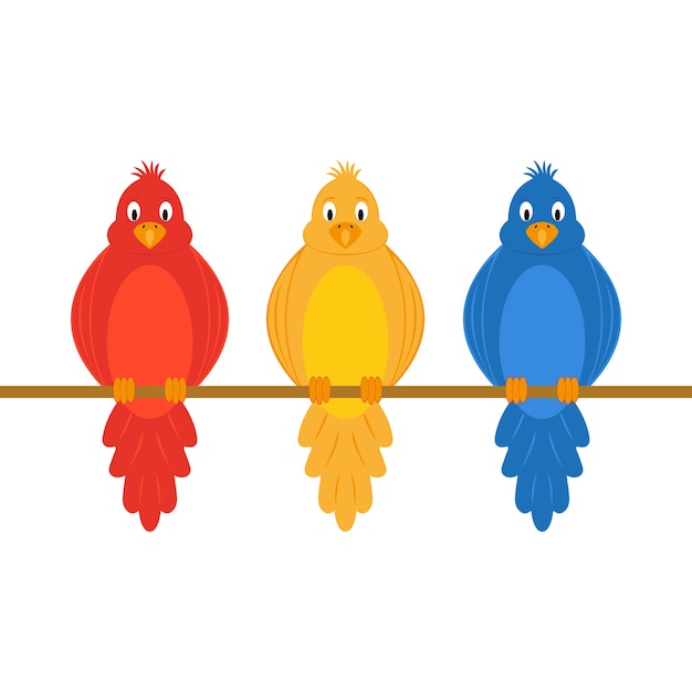 Vector colorful amusing parrots