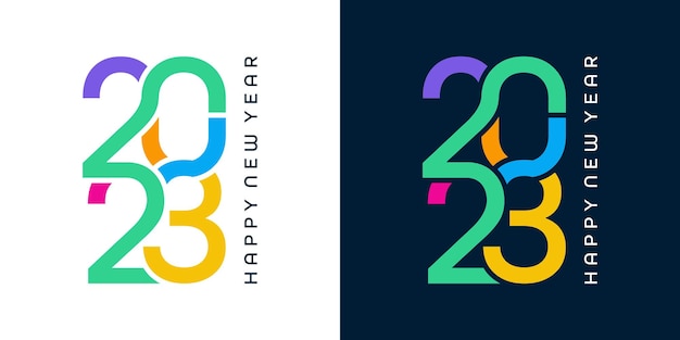 Вектор Красочный и взаимосвязанный дизайн логотипа нового 2023 года