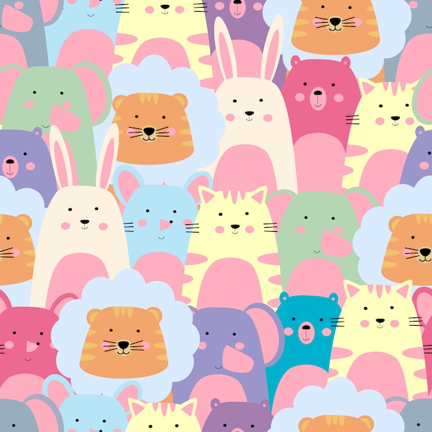 Vector colorful animal seamless pattern