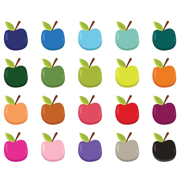 Colorful Apple Design Clipart Set