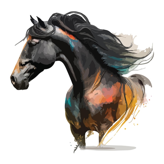 Vettore disegno vettoriale colorato cavallo arabo