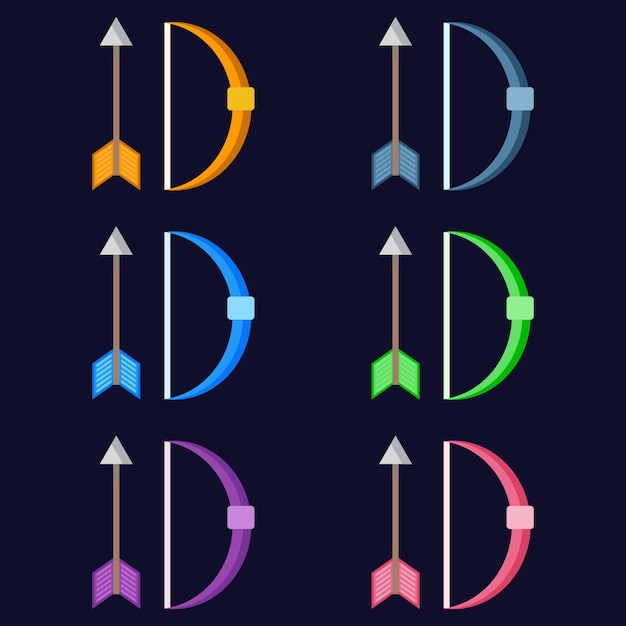 Vector colorful archery weapons game asset