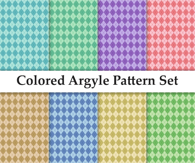 Colorful Argyle Seamless Pattern Set