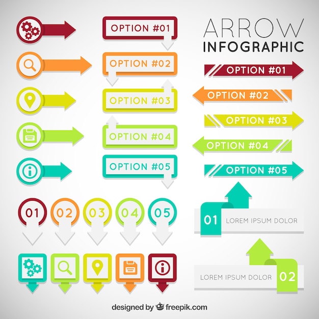 Freccia colorata set infographic