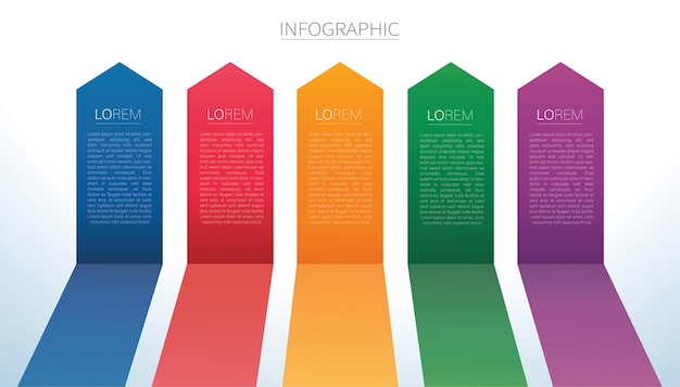 Linee di frecce colorate infografica 5 opzioni di sfondo