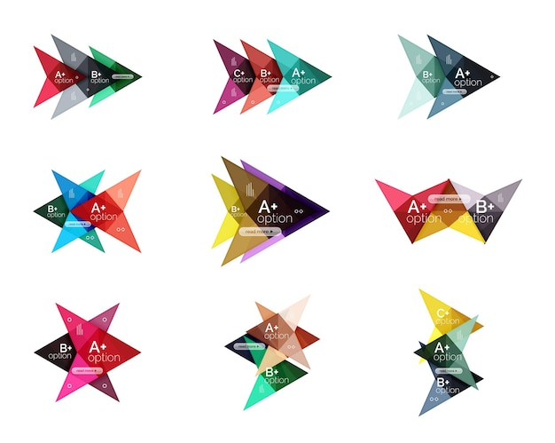Colorful arrow option infographics banners business geometric universal templates Backgrounds for workflow layout diagram number options or web design
