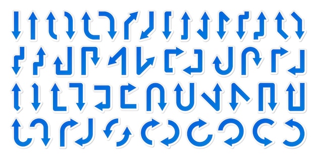 colorful arrow stickers set blue pointers collection simple arrows in different shapes direction