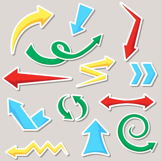Colorful arrowhead symbol icon set.