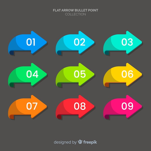 Colorful arrows bullet point collection