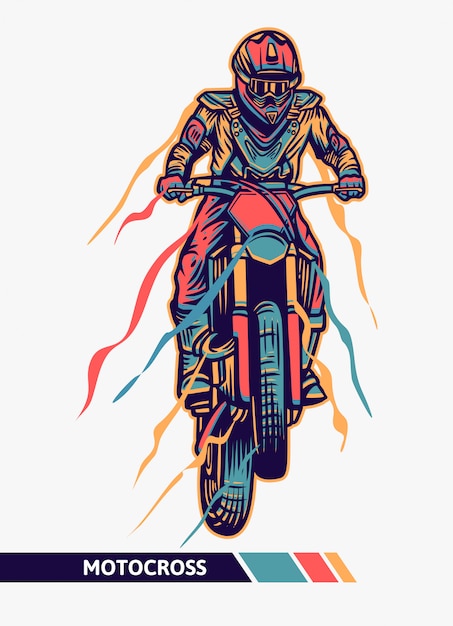 Vettore illustrazione variopinta di motocross del materiale illustrativo