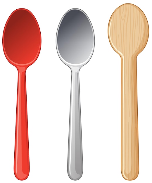 Vector colorful assortment of kitchen spoons