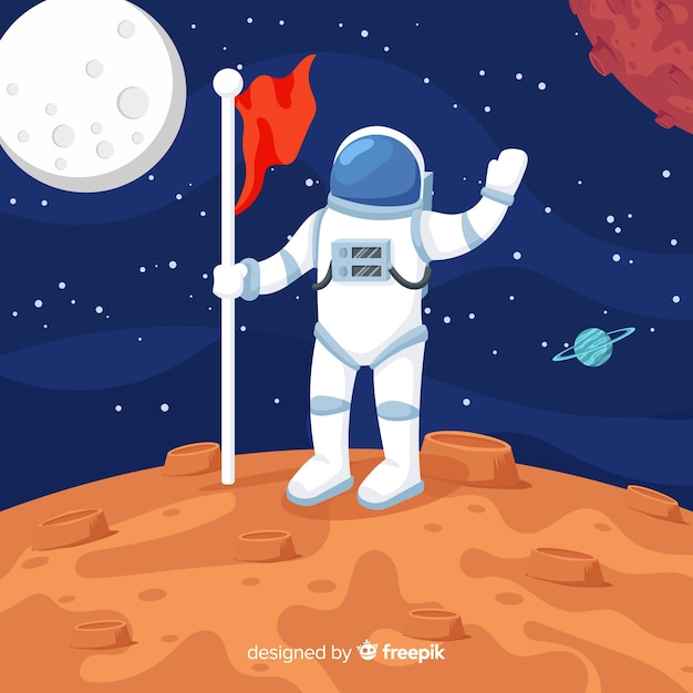 Colorful astronaut composition with flat design