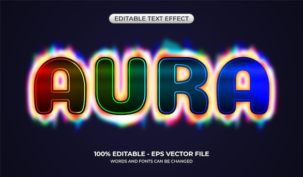 Colorful Aura text effect Editable glowing rainbow fire text effect