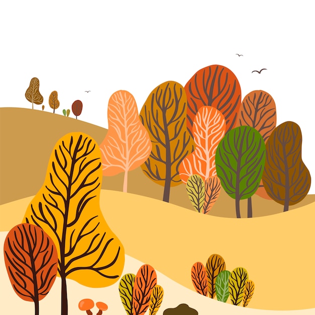 Vector colorful autumn landscape