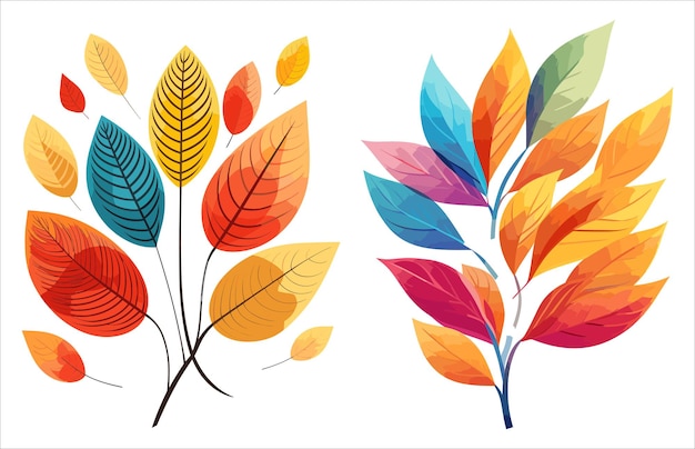 Foglie autunnali colorate illustrazione piatta thanksgiving foglie autunne foglie autumn vector