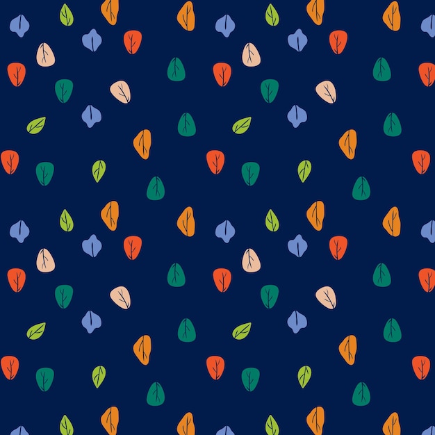 Colorful autumn leaves seamless pattern with dark background