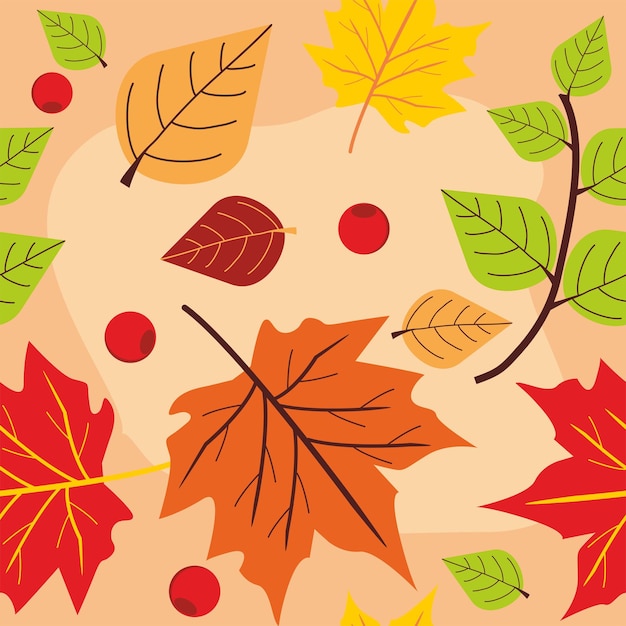 colorful autumn leaves seamless pattern