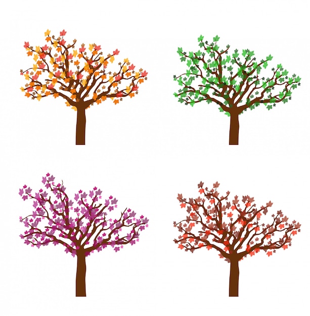 Vector colorful autumn trees