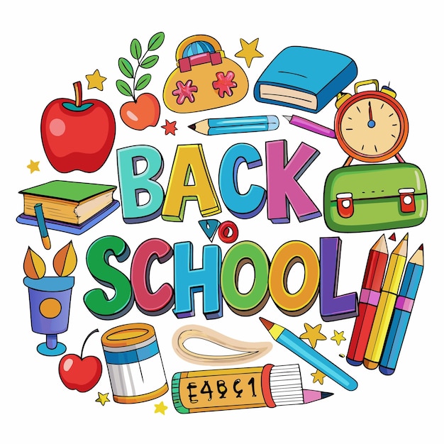Vector colorful back to school illustration