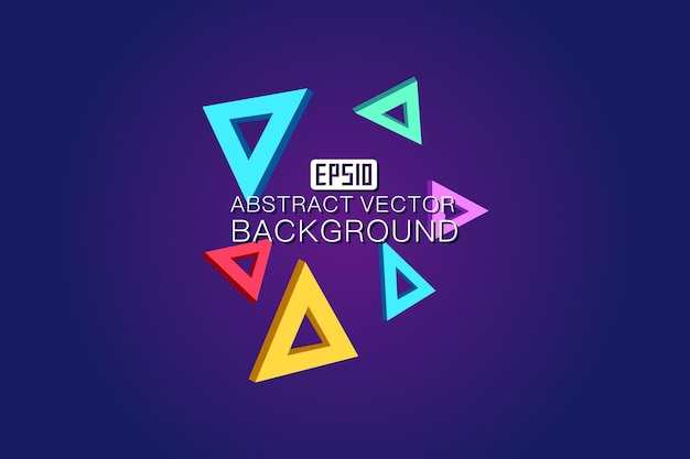 Colorful background composed of colored suspended triangular tetrahedrons and colored fragments