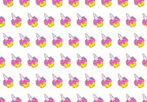 Vector colorful background of cute unicorn donuts in editable vector