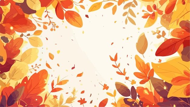 Vector a colorful background with autumn leaves and a white background