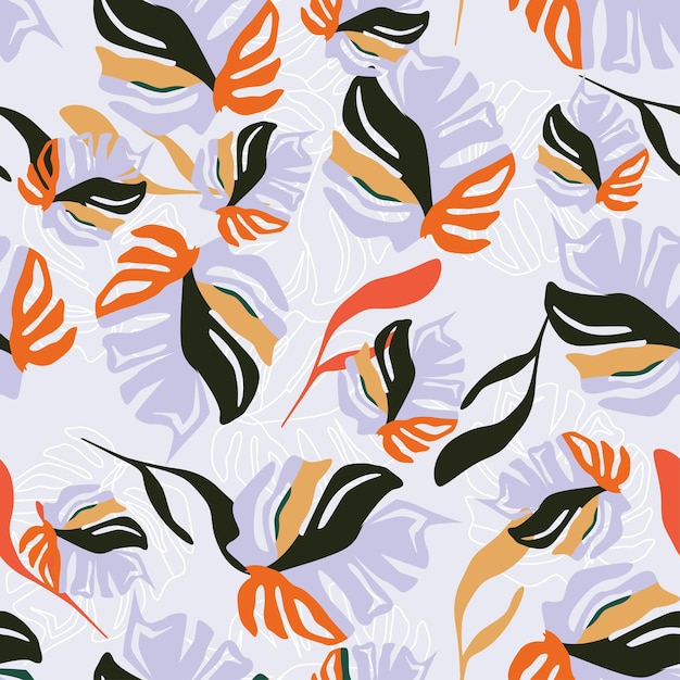 a colorful background with birds and flowers and leaves