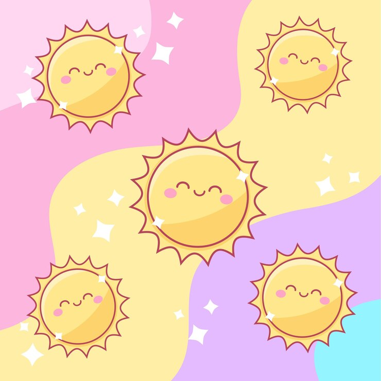 Vector 有色彩的背景与卡通太阳面孔