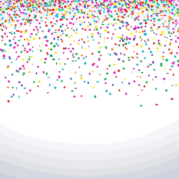 a colorful background with confetti and a white background