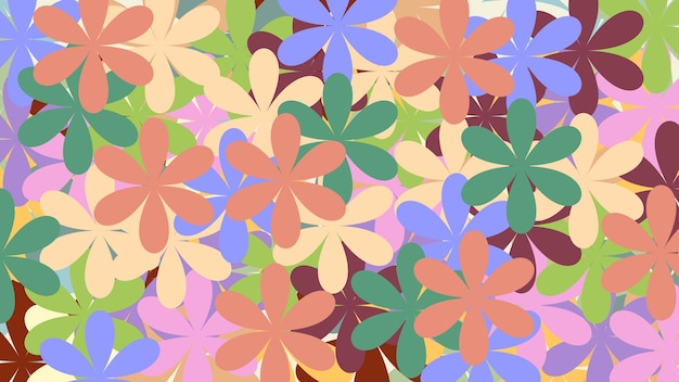 Vector a colorful background with different colored flowers and leaves