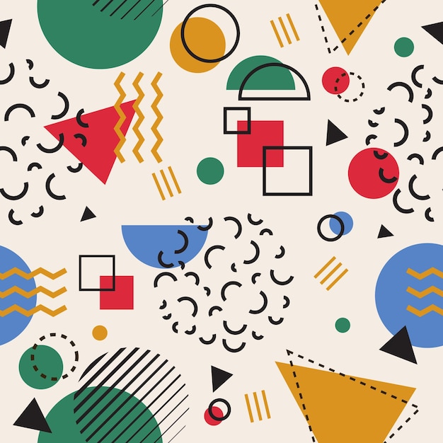 a colorful background with different colored squares and a red cross