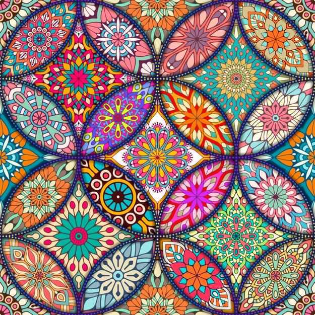 Colorful background with different mandalas