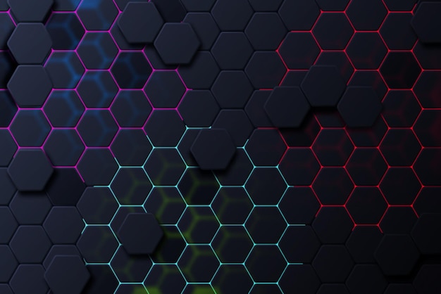 Vector a colorful background with a pattern of hexagons and hexagons