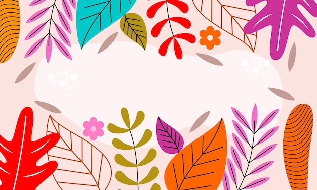 Vector a colorful background with a pattern of leaves and flowers