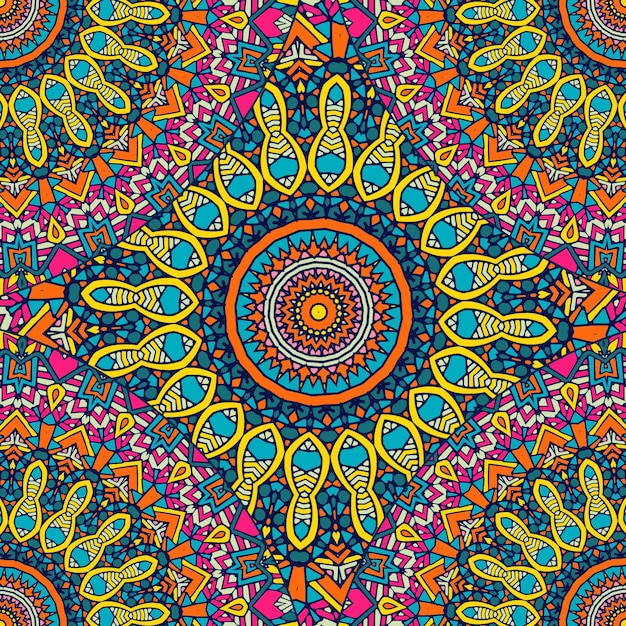 A colorful background with a pattern of mandalas