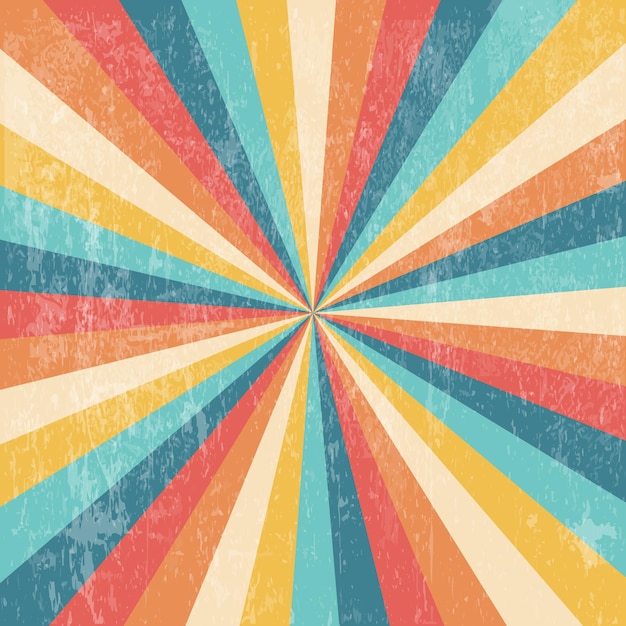 Vector a colorful background with sunburst design in orange, yellow, and blue.