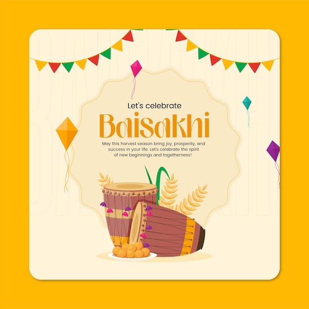 colorful baisakhi social media template