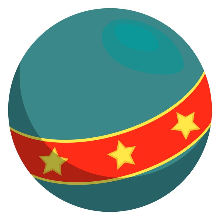 Vector colorful ball with yellow stars play and fun symbol