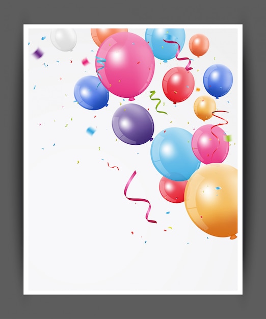 Colorful balloons background for happy birthday greeting card