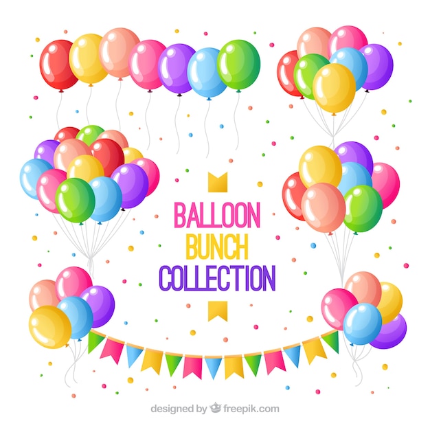 Colorful balloons bunch collection in 2d style