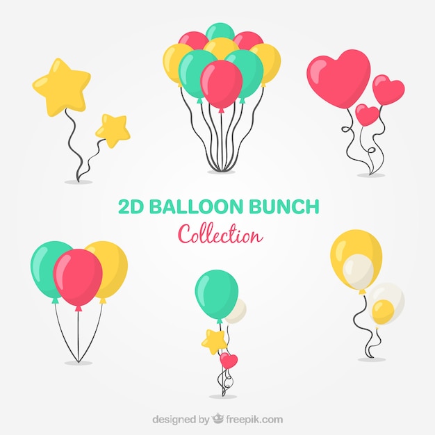 Vector colorful balloons bunch collection in 2d style