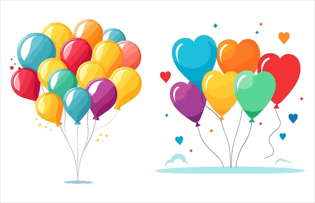 Vector colorful balloons flat illustration birthday balloon vector set