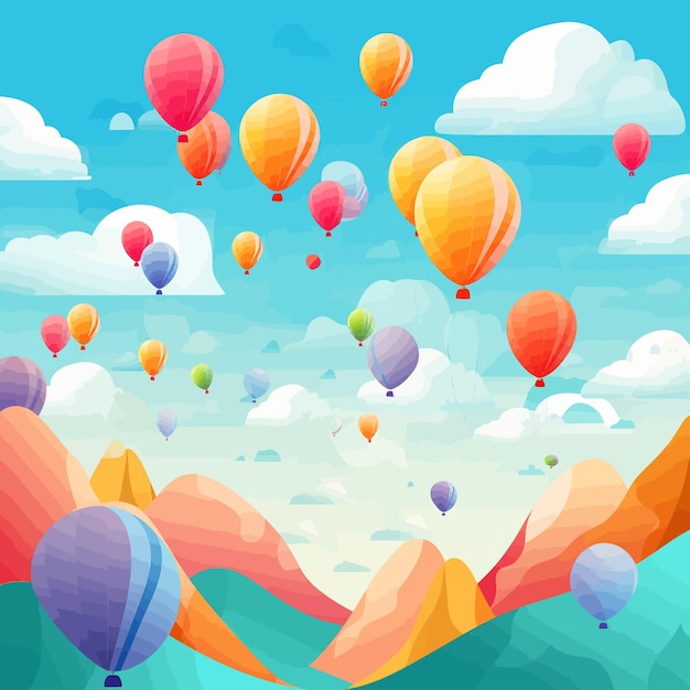 Vector colorful_balloons_flying_up_vector_illustrated