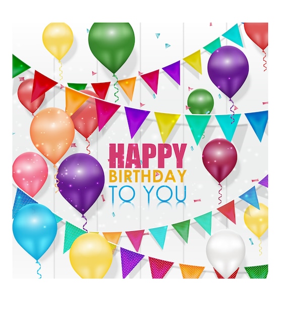 Colorful balloons Happy Birthday on white background