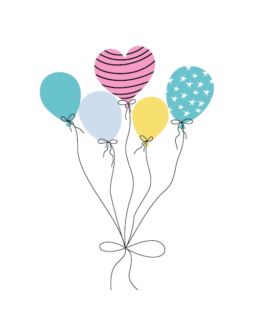 Красочные воздушные шары на белом фоне Векторное плоское изображение