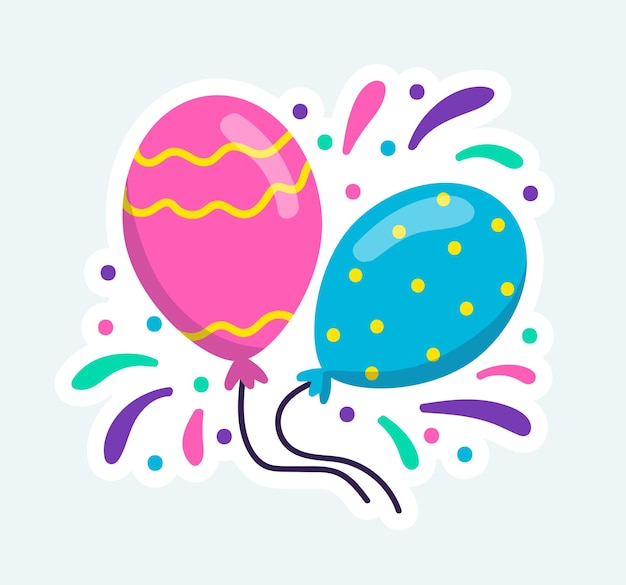 Colorful balloons with confetti for celebration birthday party