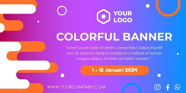 Vector colorful banner template with geometric